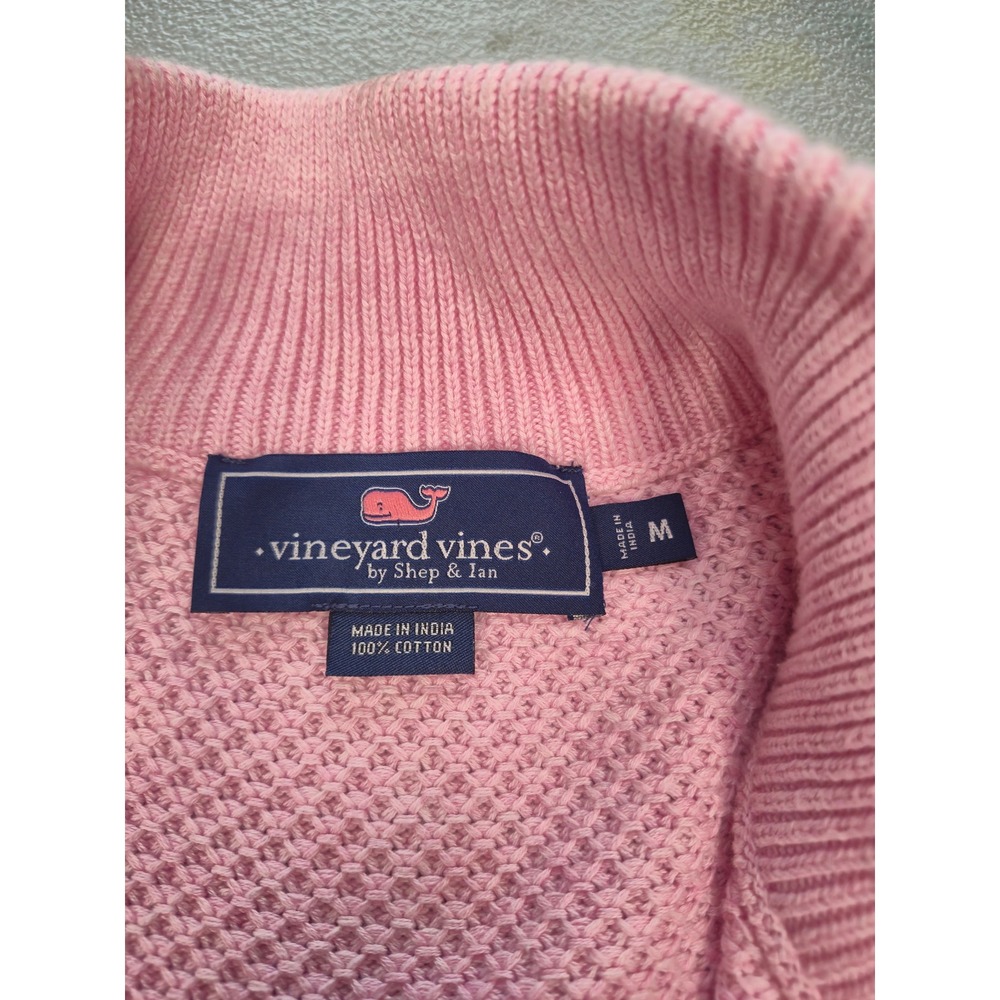 Vineyard Vines Mens Pink Cotton Honeycomb Knit Quarter Zip Sweater Size M - Picture 5 of 12